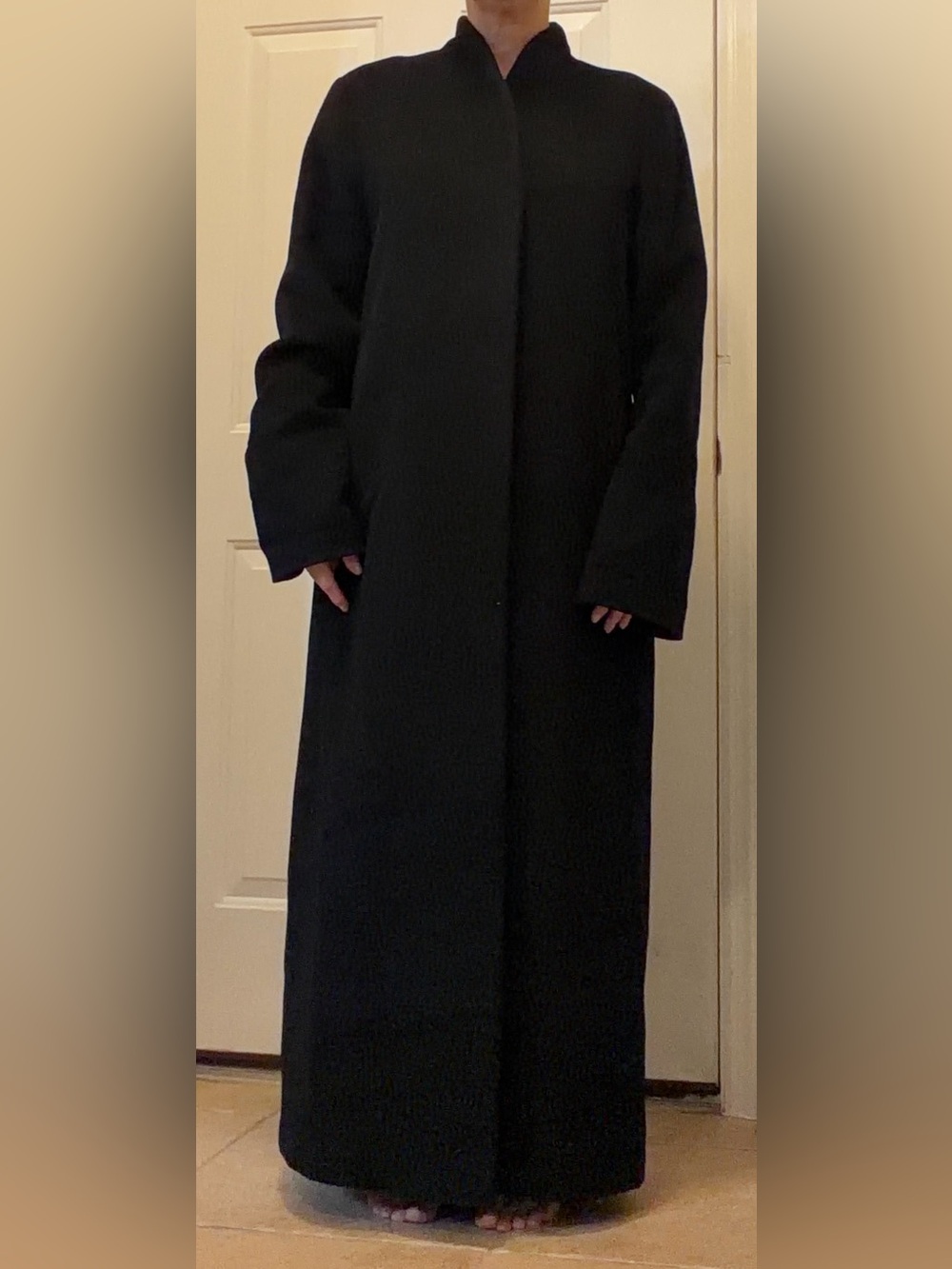 Neiman Marcus Vintage Black Wool Cashmere Angora Fully Lined Long Coat Size 8.